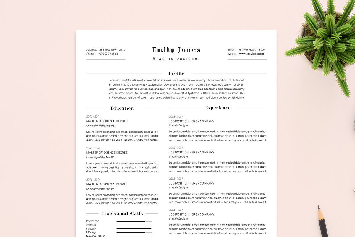 Water Color CV-Resume Tempalate *C, a Resume Template by Showy68 Template (Photo 3 of 3)
