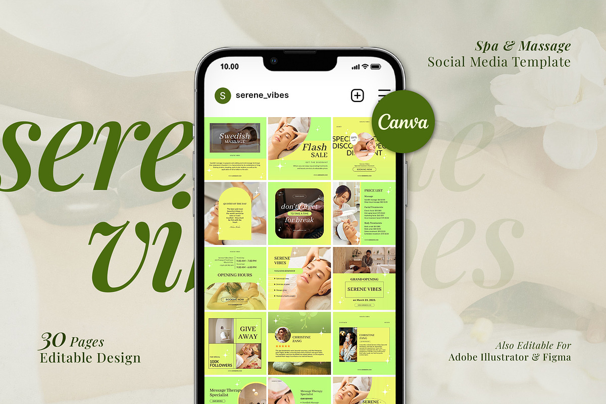 Serene Vibes | Spa Canva Template, a Social Media Template by prajapixels (Photo 1 of 4)