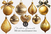 Gold Glitter Christmas Ornaments, an Illustration by Designworld (Thumbnail 1 of 3)