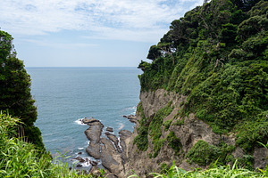Rocky sea cliffs of Enoshima Island overlooking the Pacific Ocea, a Nature Photo by GoodGoods