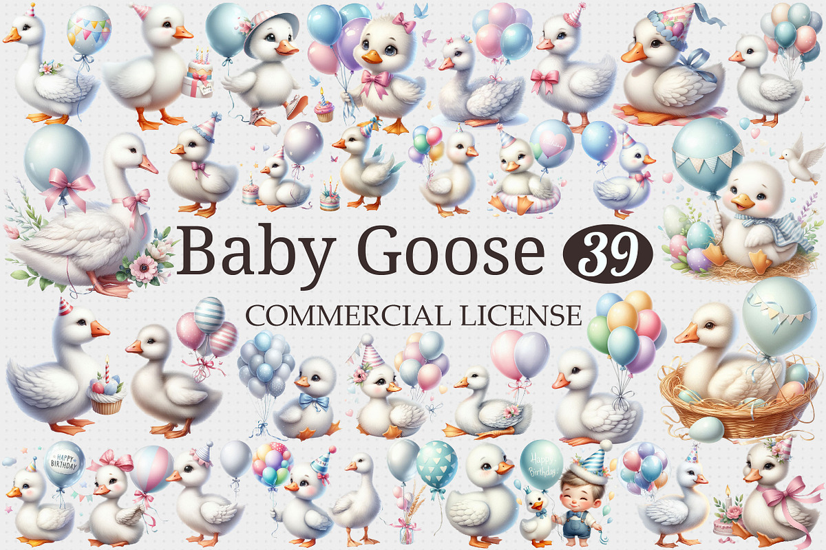 Watercolor Baby White Goose Birthday, a Graphic by designcity5 (Photo 1 of 5)