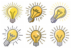Collection of Six Yellow Light Bulbs, an Object Graphic by Billah Hub