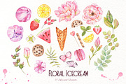 Floral Icecream Watercolor Set, an Illustration by TanataDesign (Thumbnail 8 of 13)