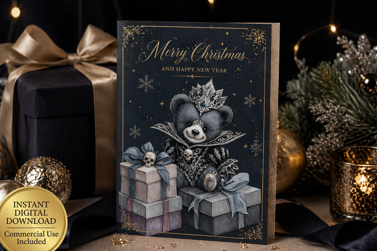 Watercolor Goth Christmas Clipart, a Seasonal Illustration by InkyQueenArt (Photo 7 of 8)