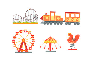 Amusement Park Attractions, an Illustration by TopVectors