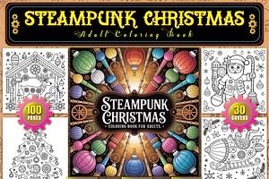 Steampunk Christmas Coloring Book, a Seasonal Illustration by Ink Gallery