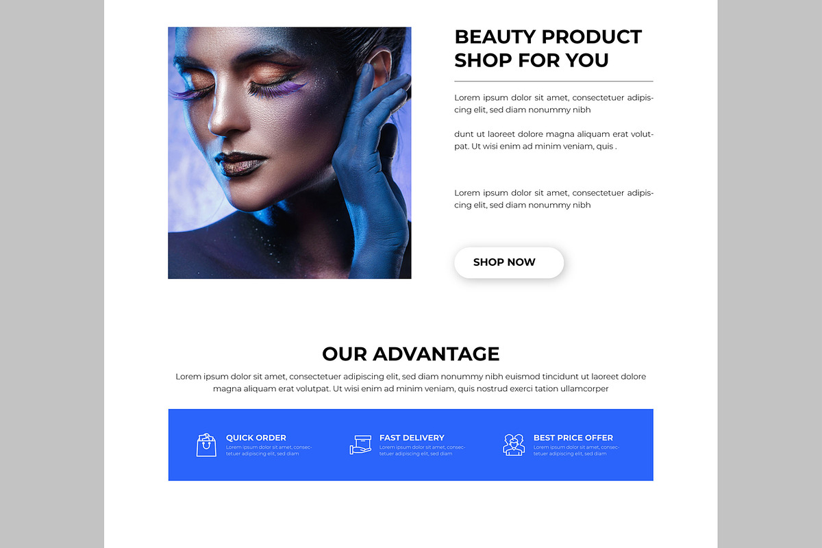 Beauty Product Landing Page, an UI Kit Template by CreativeShaper (Photo 3 of 6)