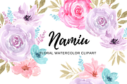 Watercolor Purple And Teal Floral, an Illustration by Writelovely (Thumbnail 1 of 2)