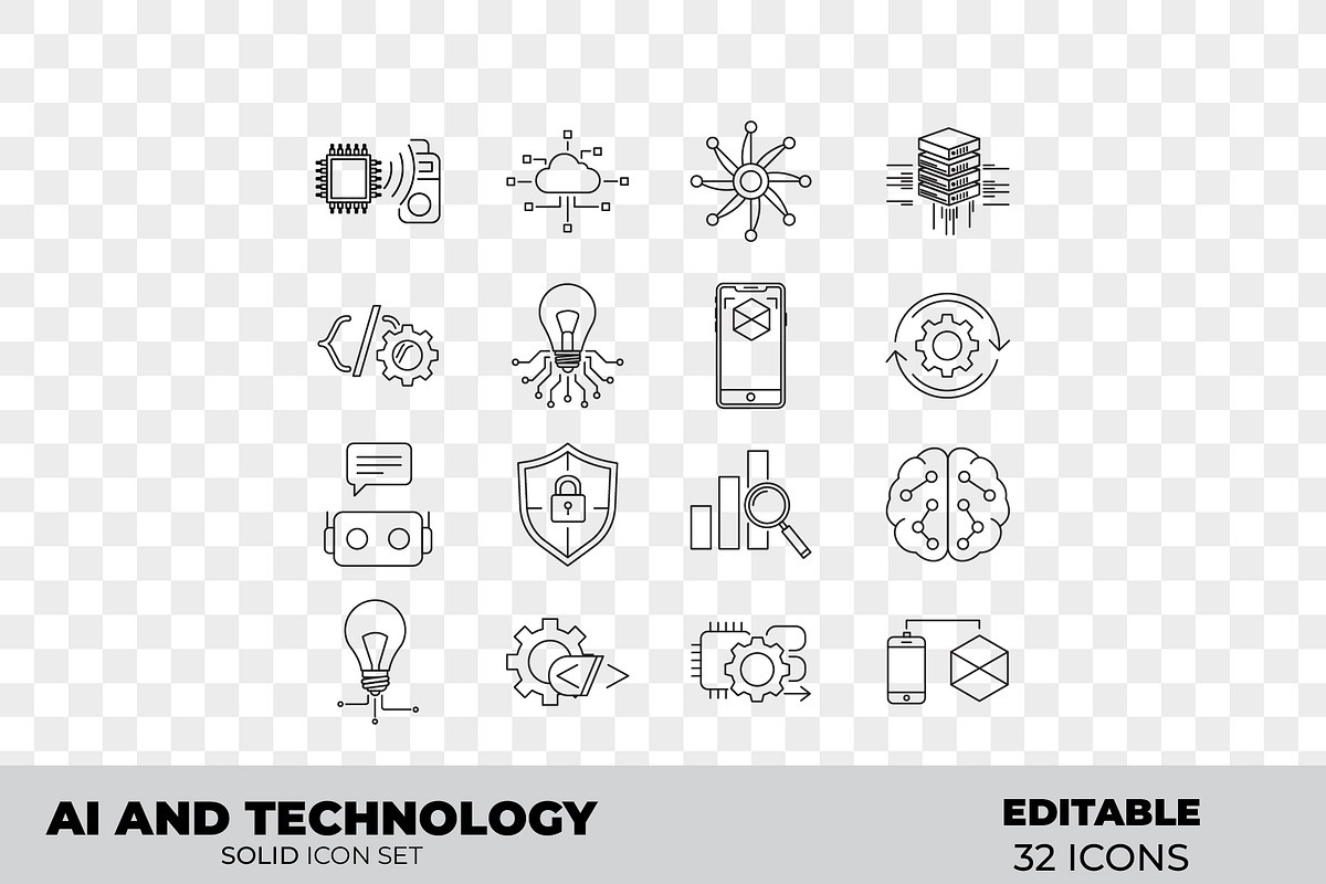 AI and Technology Outline Icon Set, an Outline Icon by Unique Design Team (Photo 3 of 3)