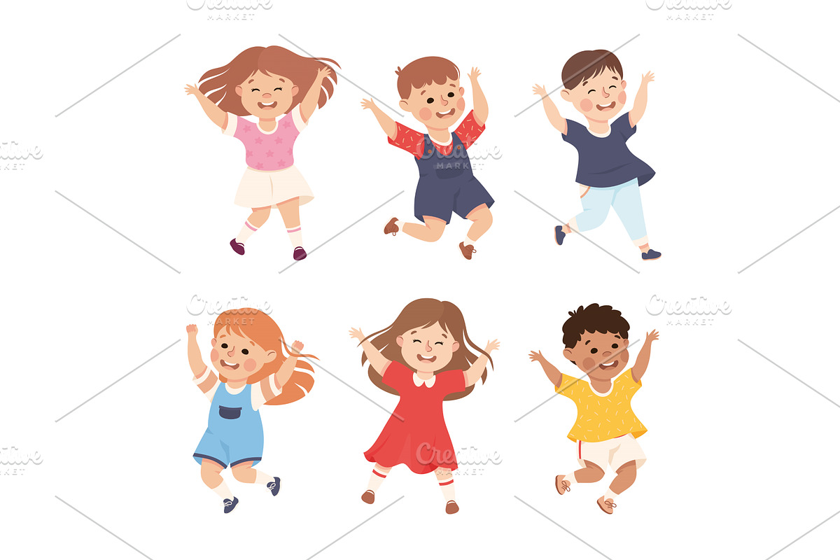 Happy Boy and Girl Jumping with Joy, a Person Illustration by TopVectors