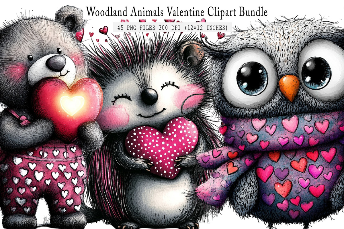Love Woodland Animals Valentine PNG, an Illustration by SinaCreation (Photo 1 of 7)