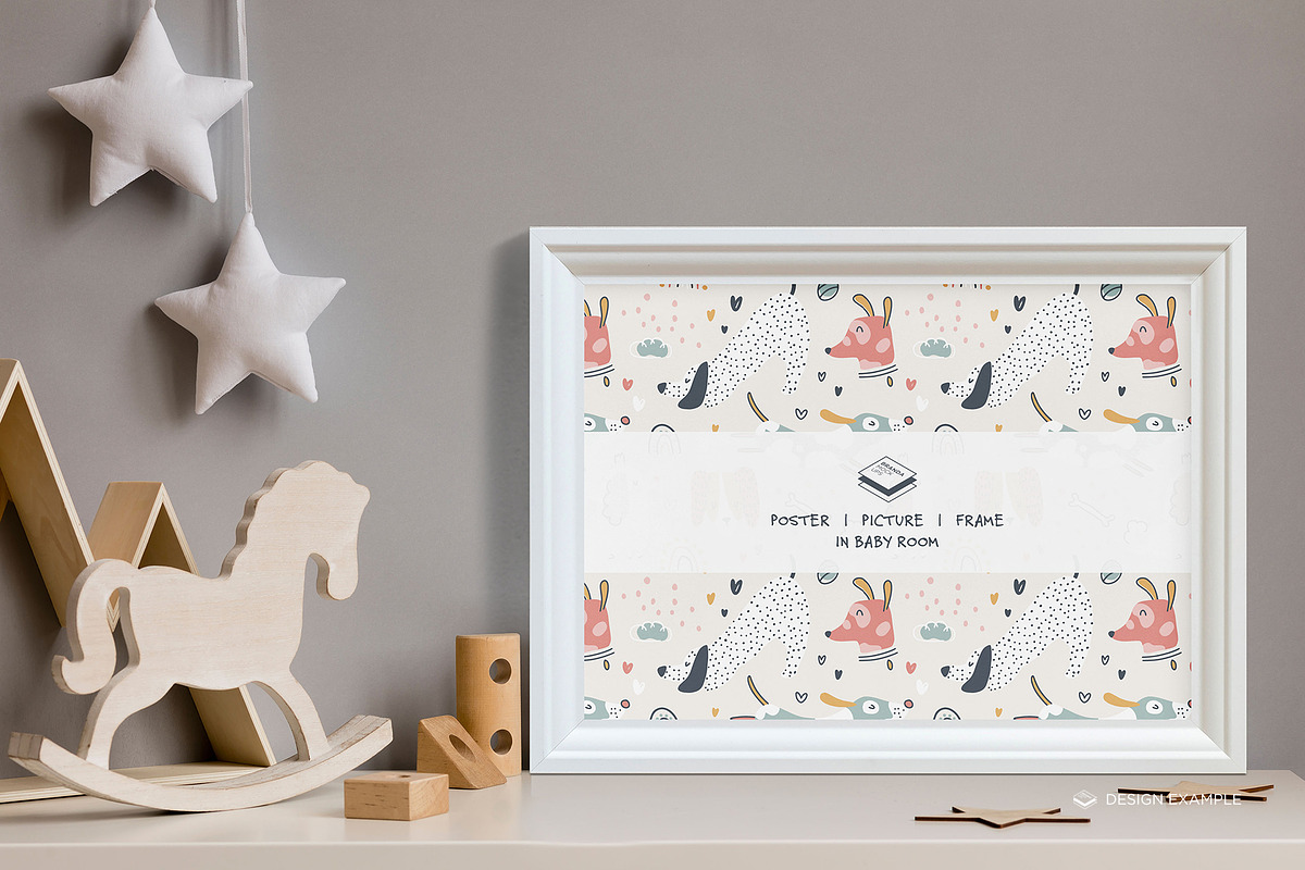 Landscape Frame in Baby Room Mock-up, a Print Template by Branda Keeps (Photo 25 of 30)