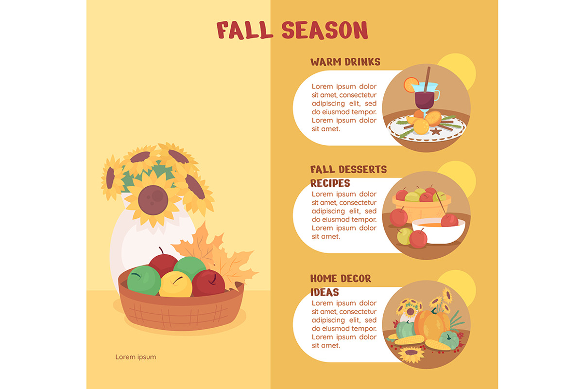 Fall season flat color infographic, a Templates & Theme by IMG visuals characters