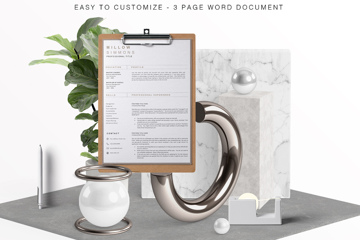 3 Page Resume & Cv Template, a Resume Template by OpulentStu (Photo 1 of 4)