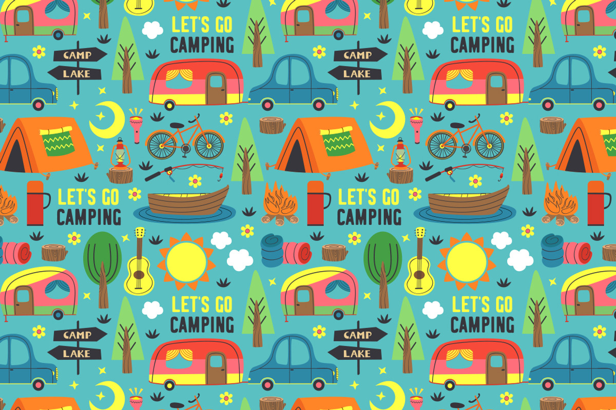 summer camping, a Texture Illustration by NataKa