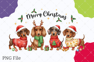 Merry Christmas Dachshund Dog PNG, an Illustration by designcity5