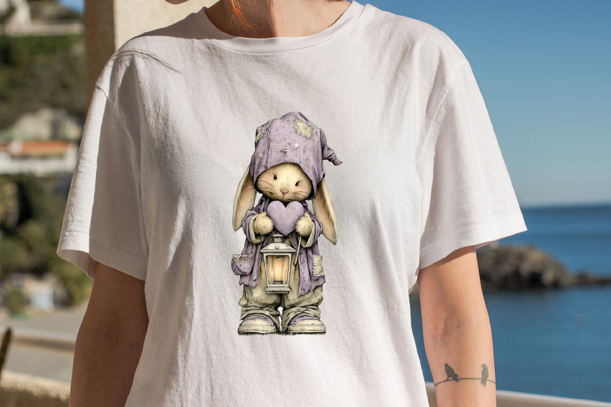 Bunny Gnome Watercolor Clipart, an Illustration by SVGArt (Photo 7 of 7)