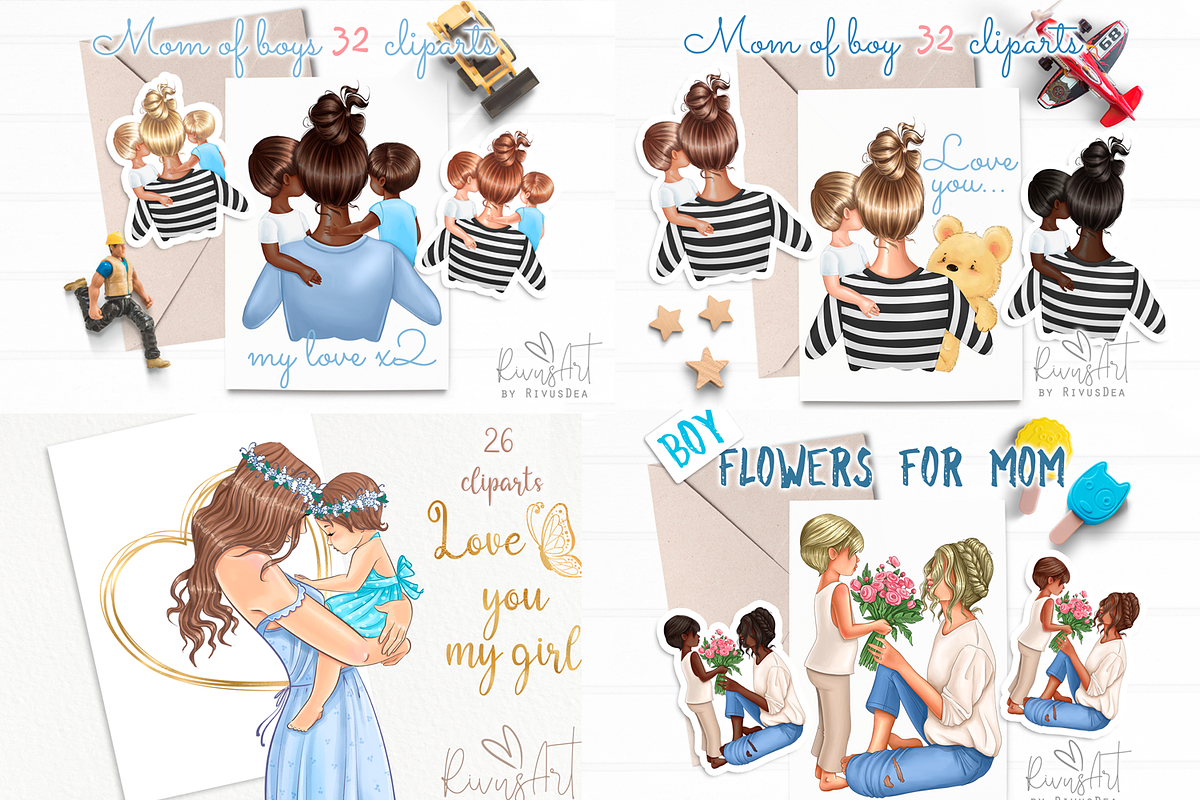 Best friends MEGA BUNDLE. Mother and, a Person Illustration by RivusArt (Photo 4 of 5)