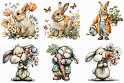 Whimsical Spring Bunny Clipart, an Illustration by Libby Wishes (Thumbnail 2 of 7)