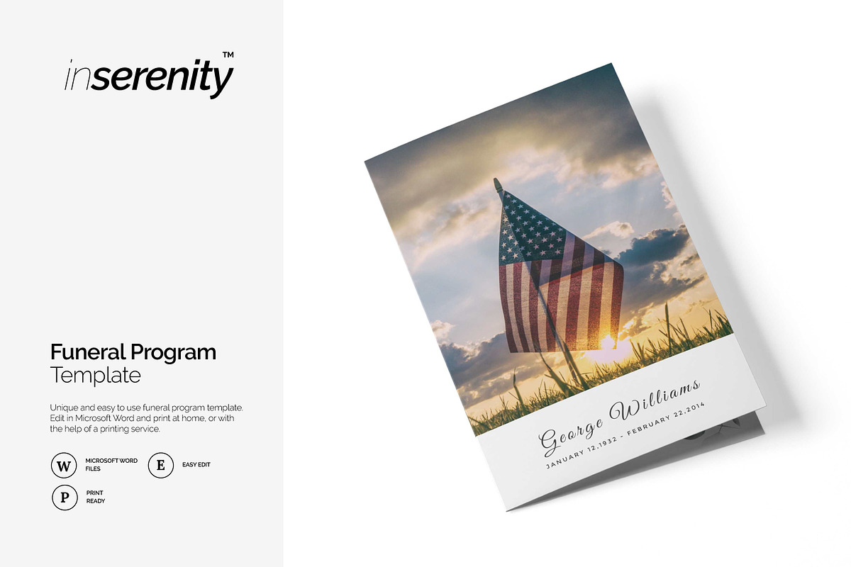 Military funeral program template, a Flyer Template by inserenity (Photo 1 of 6)