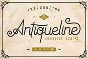 Antiqueline - Monoline Typeface, a Script Font by PutraCetol Studio (Thumbnail 1 of 11)