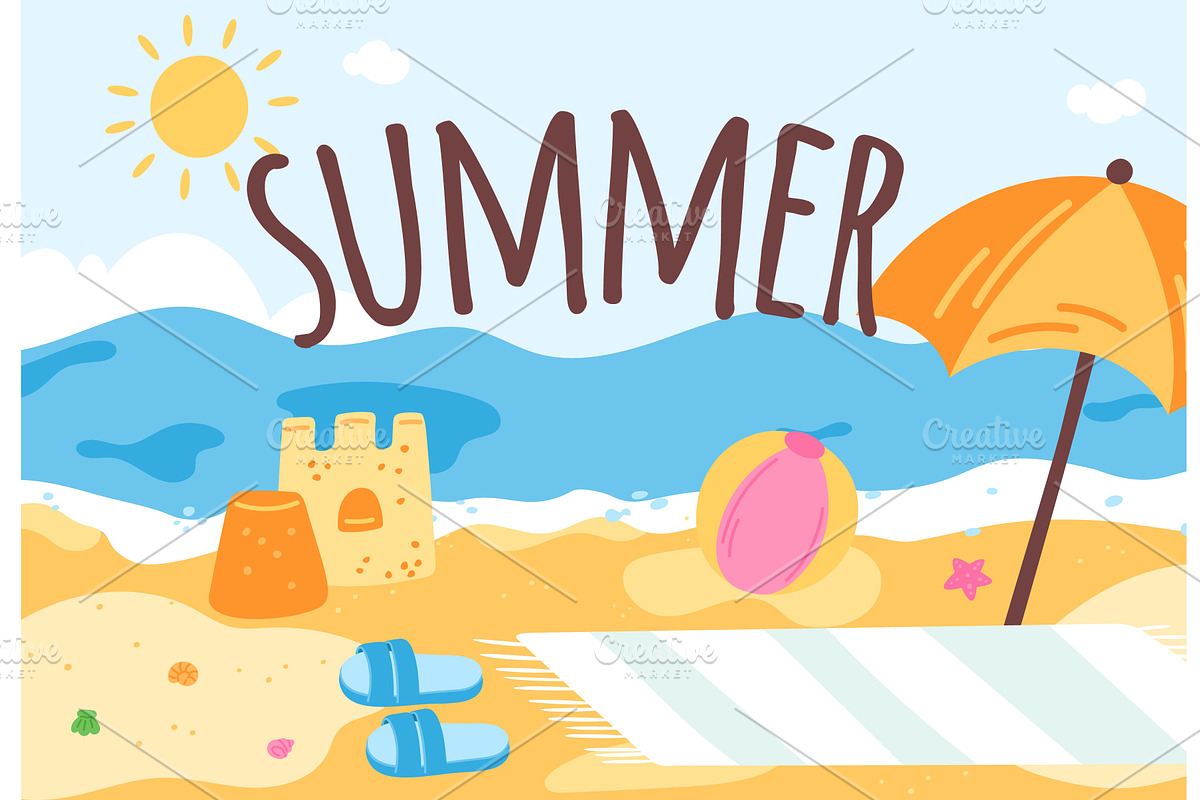 Summer travel poster. Featuring sea, an Illustration by Vectorbuum