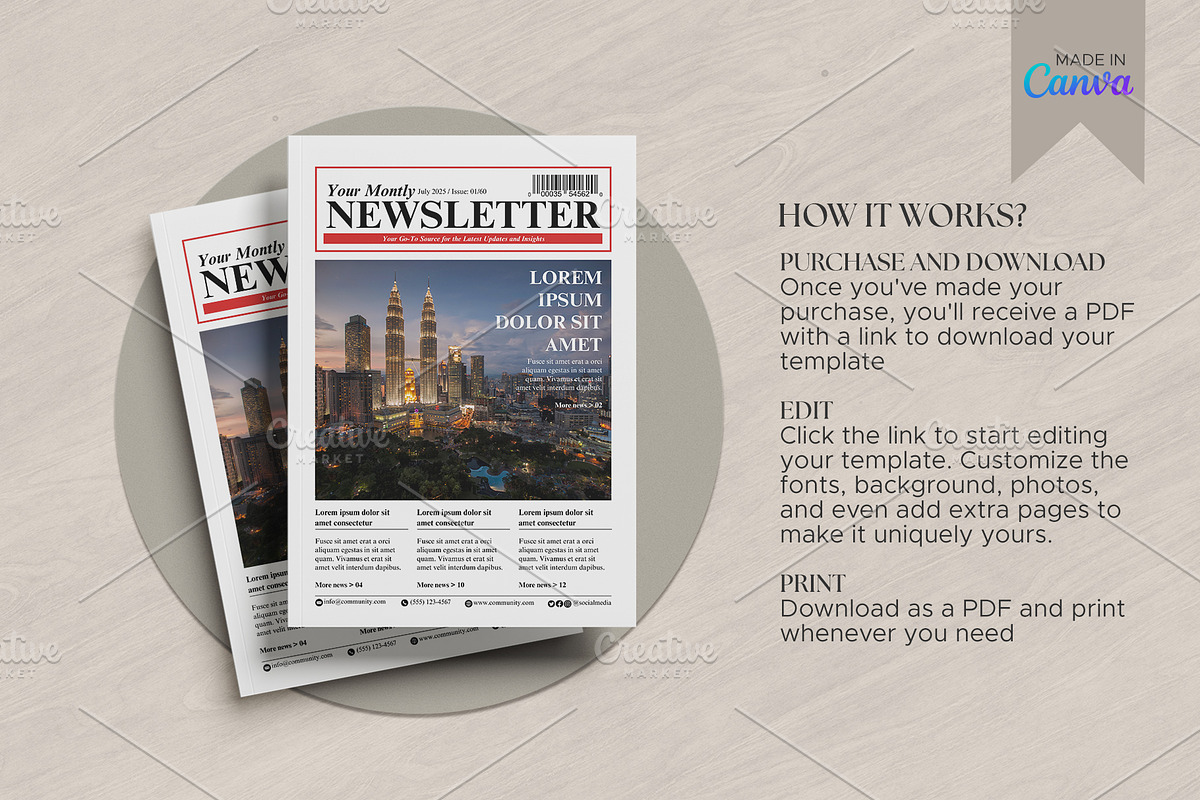 Canva Newsletter Template, a Magazine Template by Oshin Design (Photo 7 of 7)