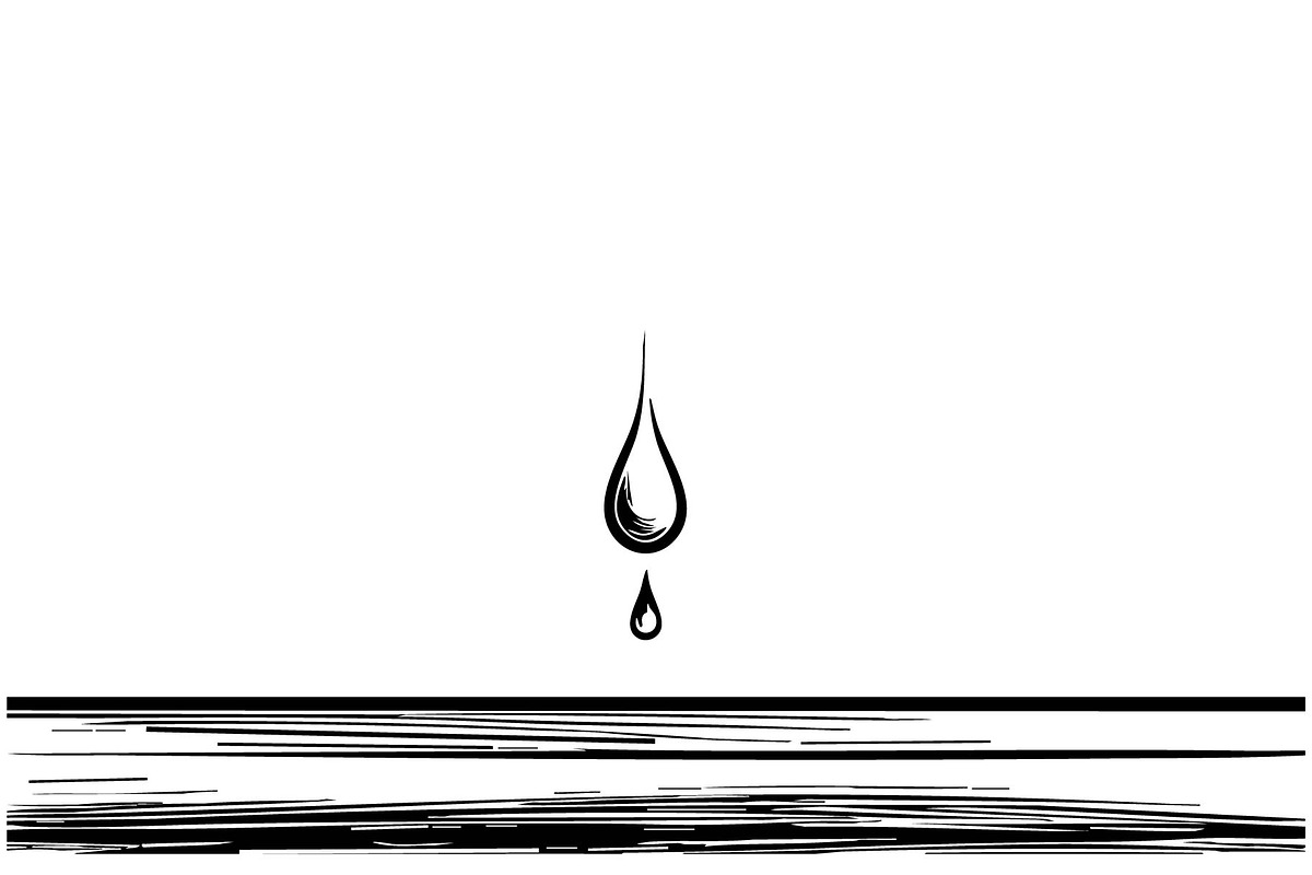 Cartoon water drop silhouette, an Object Illustration by Sketching