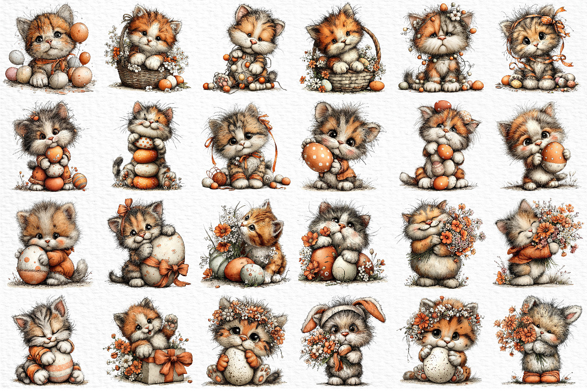 Whimsical Funny Easter Cat Clipart, an Illustration by Craft Nest (Photo 6 of 6)