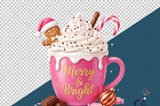 Merry & Bright Pink Coffee PNG, an Illustration by Creative Art (Thumbnail 5 of 6)