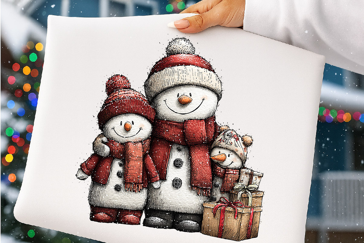 Whimsical Christmas Snowman Clipart, a Work Illustration by SinaCreation (Photo 4 of 7)