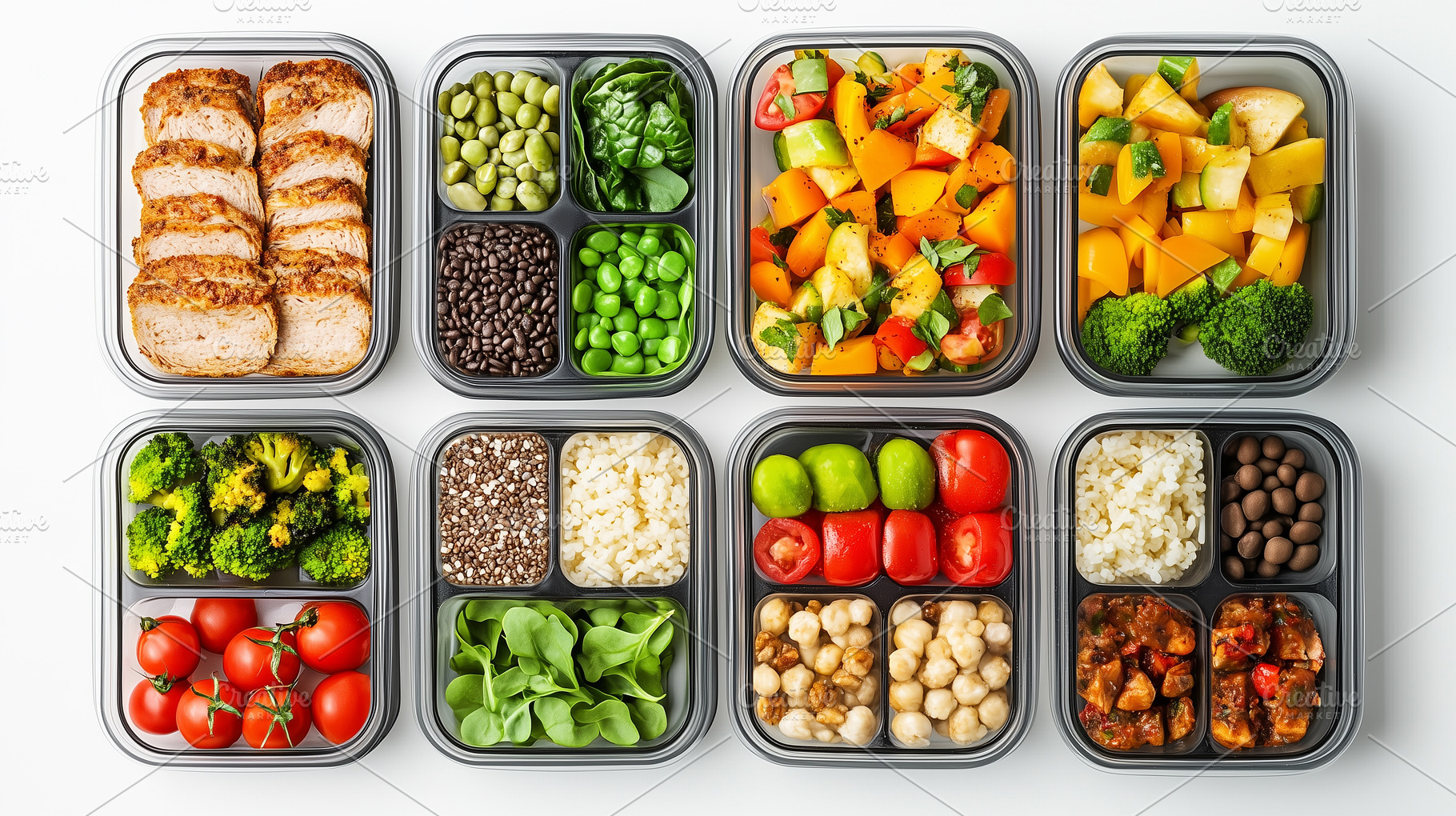 Variety of colorful meal containers, a Food & Drink Photo by MistyDay