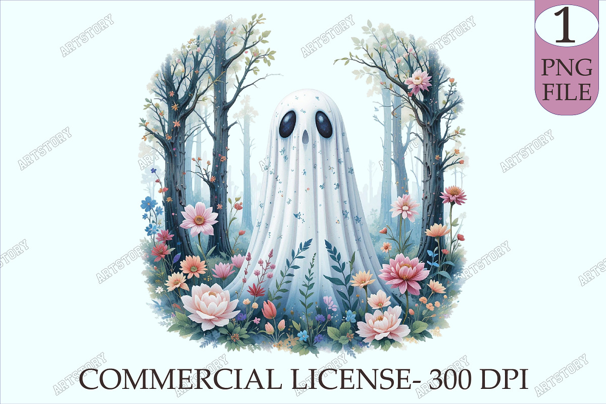 Forest Ghost Flowers Clipart, a Graphic by designcity5 (Photo 1 of 4)