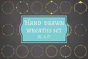 Vector Wreaths set - 18 gold wreaths, an Illustration by Annakristal (Thumbnail 1 of 2)