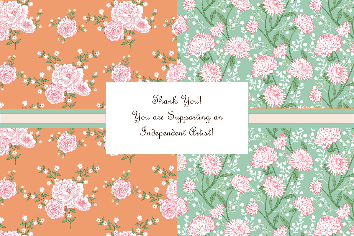Morris Inspired Patterns Mint Coral, a Pattern Graphic by RachelStudio (Photo 5 of 5)