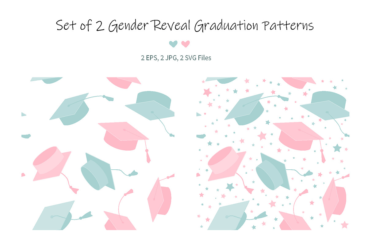 Gender Reveal Graduate Patterns Set, a Pattern Graphic by Toltemara (Photo 1 of 3)