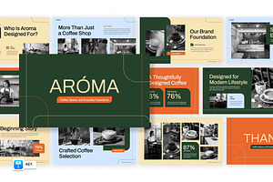 Aroma Coffeeshop Keynote, a Presentation Template by Loin Studio