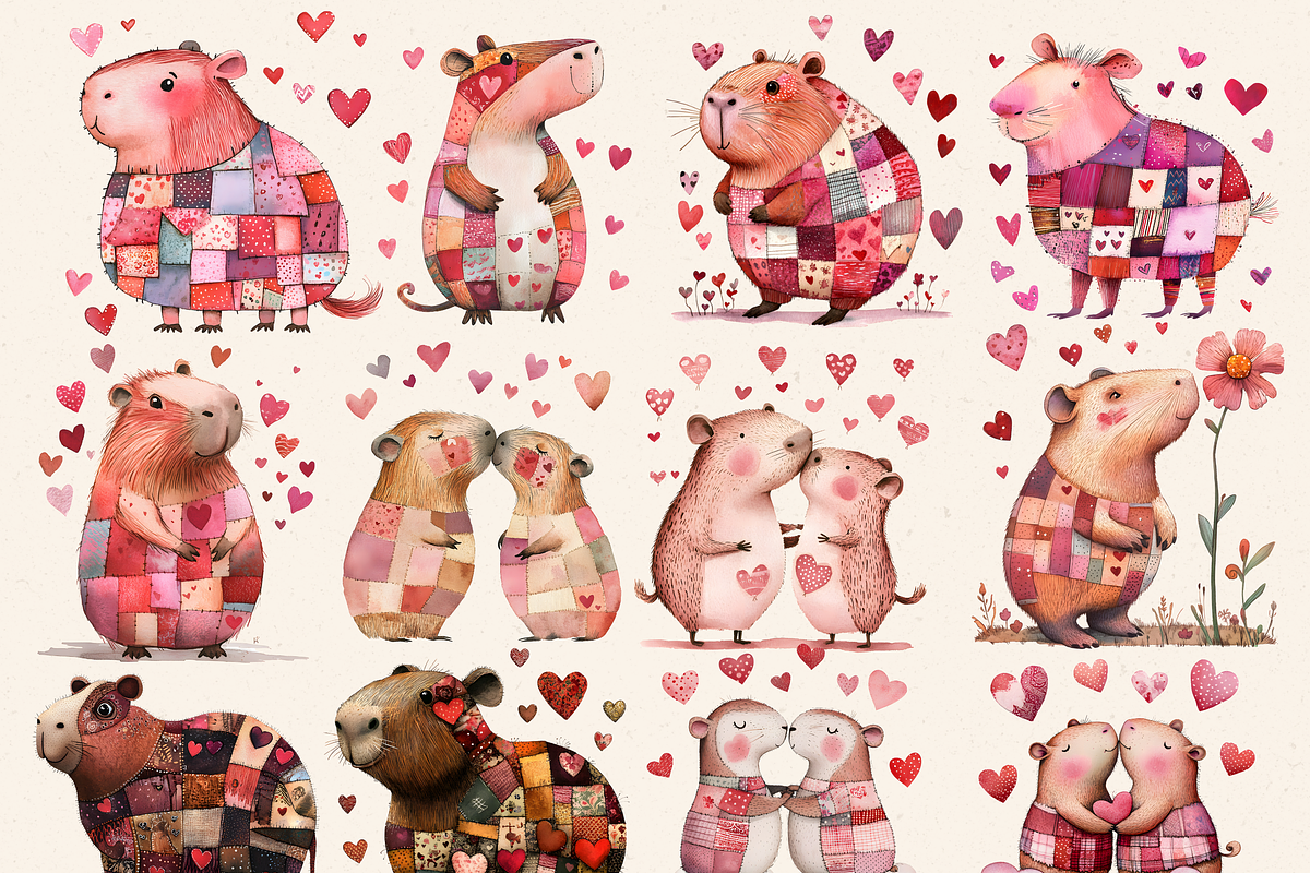 LOVELY VALENTINE CAPYBARA CLIPART, an Animal Illustration by Daring Digies (Photo 3 of 7)