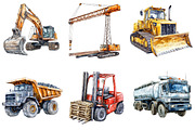 Construction Trucks Clipart Bundle, an Illustration by Pixels.Craft (Thumbnail 3 of 5)