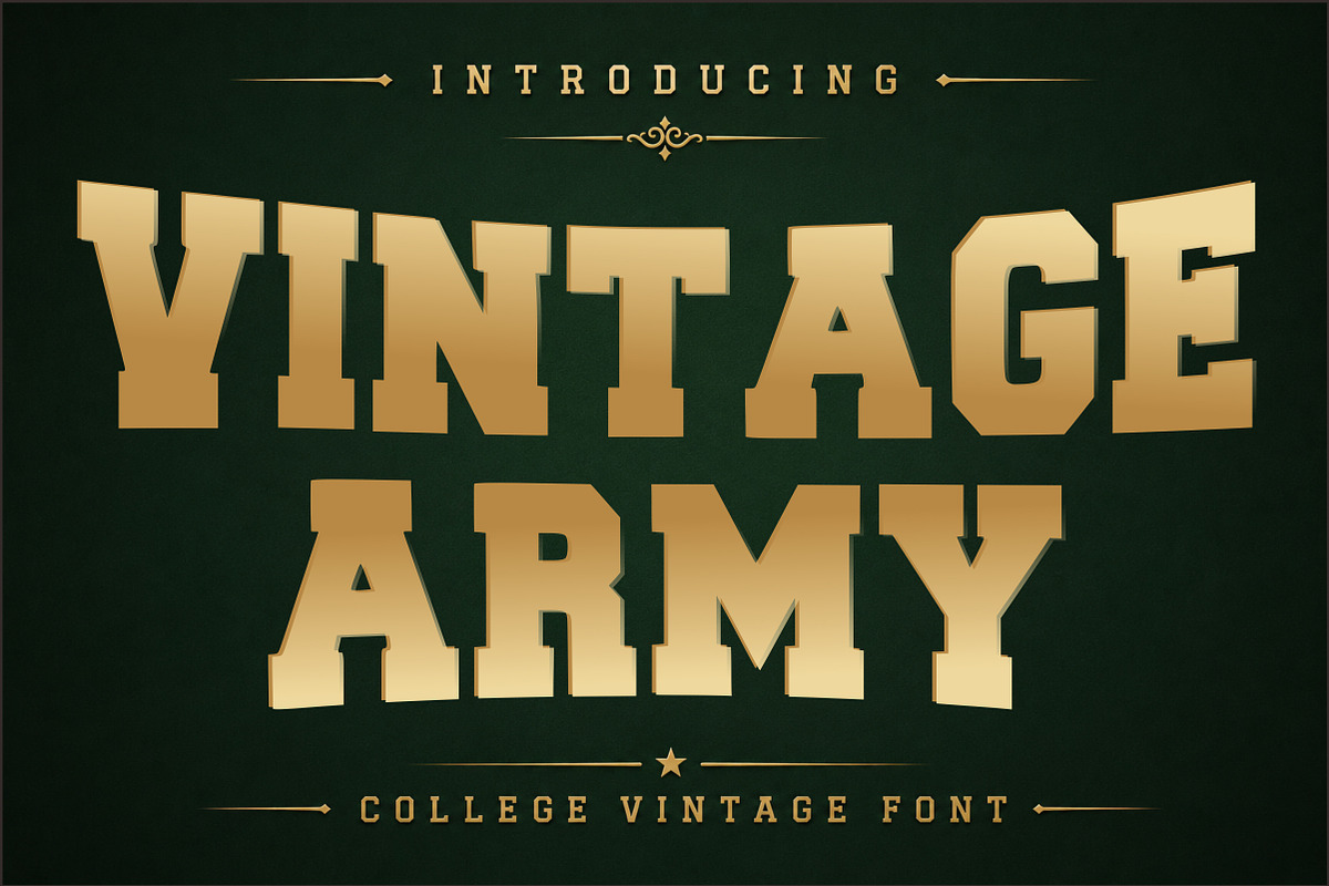 Vintage Army - College Font, a Slab Serif Font by Limited.studio (Photo 1 of 6)