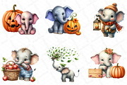 Watercolor Autumn Elephant Clipart, an Illustration by DreamPrint404 (Thumbnail 2 of 6)
