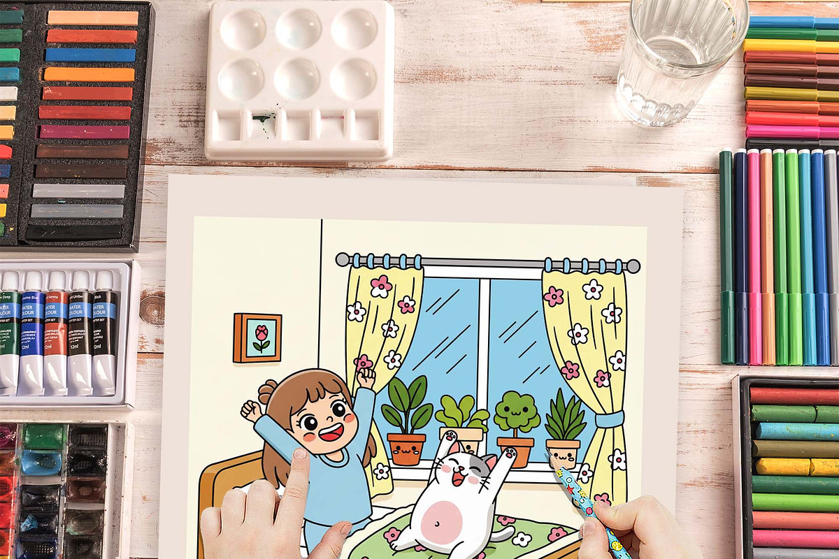Cat Bestie Coloring Book Pages, an Illustration by one-touch (Photo 13 of 15)