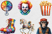 Watercolor Summer Circus Clipart, an Illustration by Black Bird Studio (Thumbnail 5 of 6)