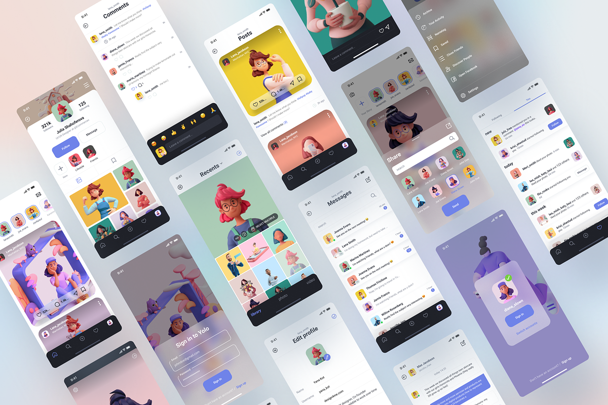 Social Media UI Kit (for Figma), an UI Kit Template by Julia Shagofferova (Photo 13 of 13)