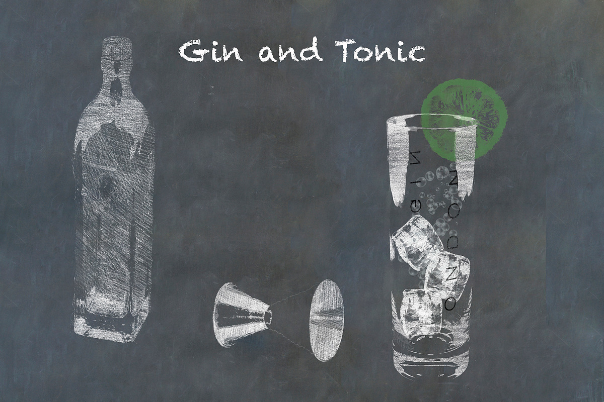 Classic Cocktail Chalkboard Sketches, an Object Illustration by karenfoleyphoto (Photo 13 of 30)