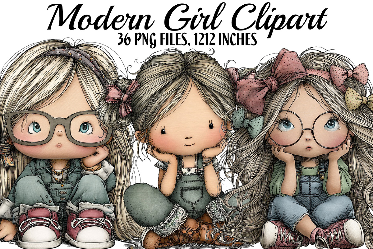Modern Girl Clipart, an Illustration by DreamArtGraphic (Photo 1 of 5)