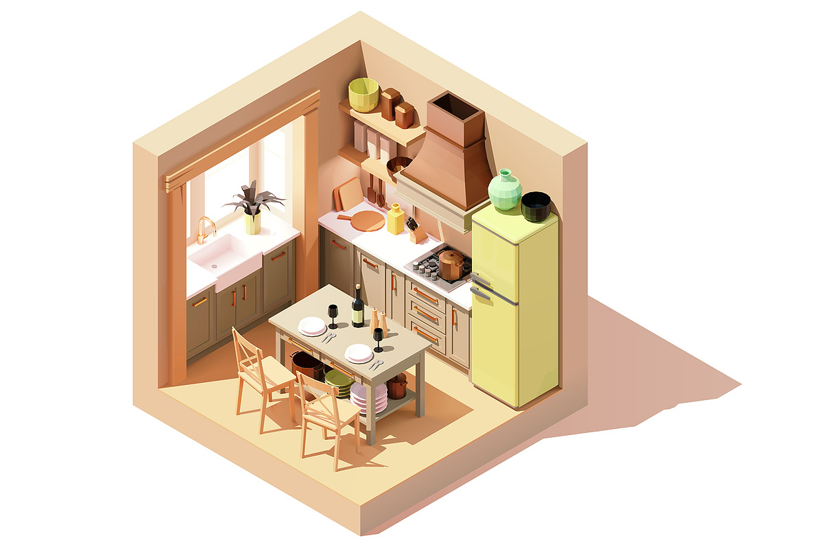 Vector isometric rooms, a Decorative Illustration by tele52 (Photo 23 of 23)