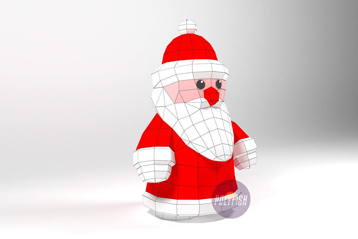 DIY Santa Claus 3D model template, a Graphic by PolyFish (Photo 1 of 3)