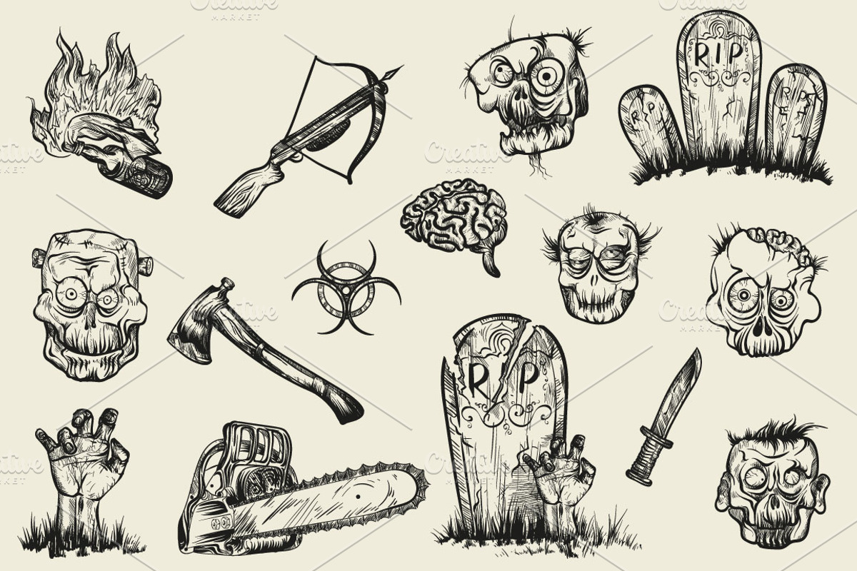 Zombies set, a Pattern Graphic by ArtOwl (Photo 3 of 5)