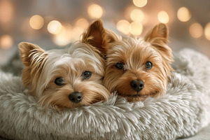 Cozy Yorkshire Terriers Relaxing, an Animal Photo by Ocean Digital Art
